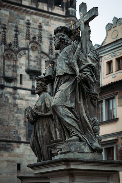 Old sculptures in Prague old town, Czech Republic