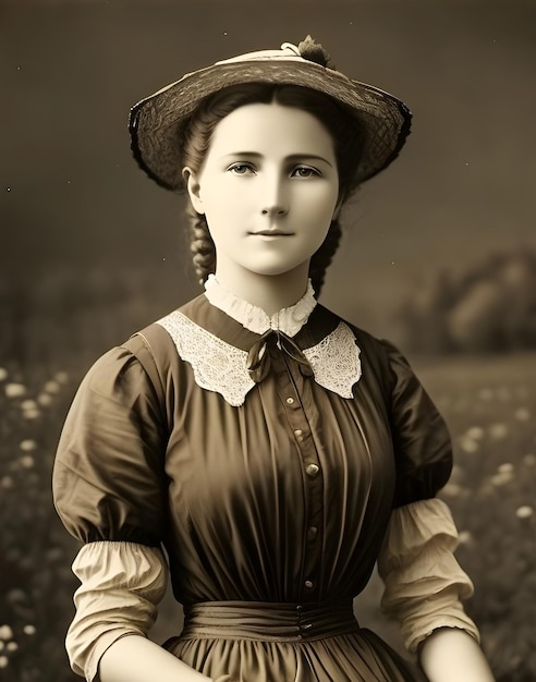 Old sepia photograph of a young girl in 1920s