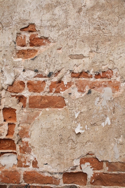 An old shabby brick wall in full screen Old building