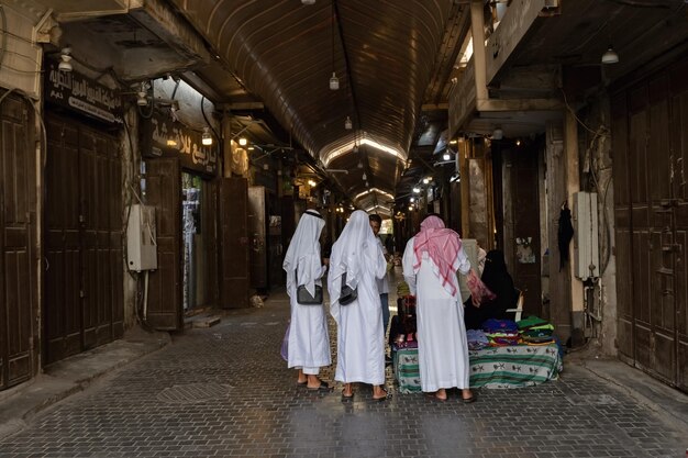 Premium Photo  Old souk market street with traditional arabic goods in historical town of 
