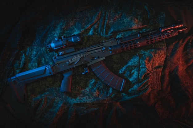 Photo the old soviet akm has been converted into a modern tactical weapon