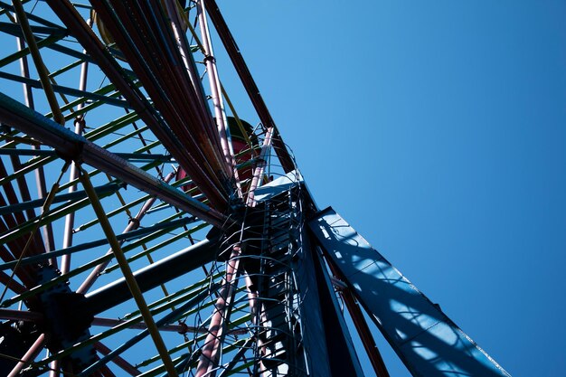 Old Soviet era Ferris wheel in a park in Dnepropetrovsk Ukraine The Ferris wheel has been restored