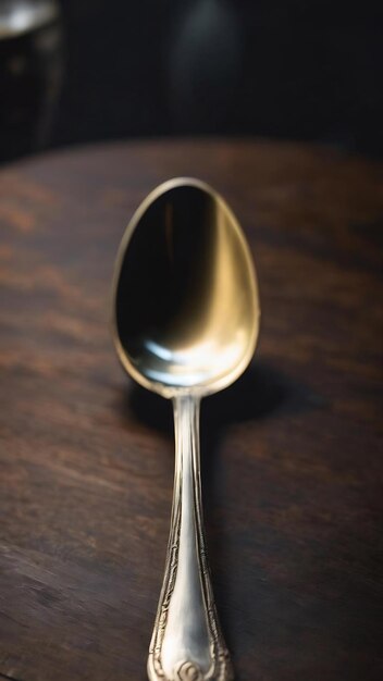 Old spoon on dark table