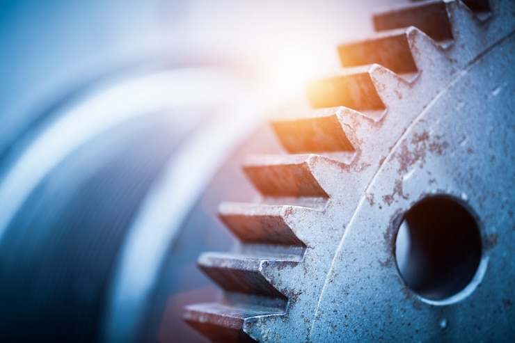 Photo old sprocket wheel in a close-up.