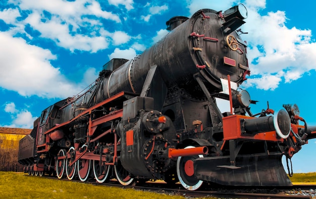 Old Steam Train with clouds