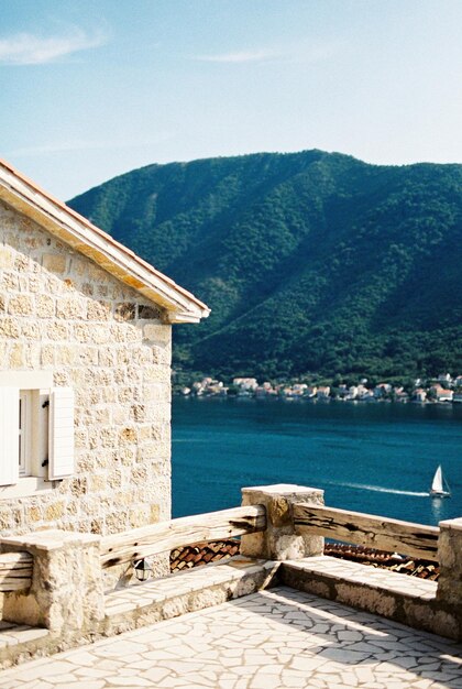 Old stone house overlooking the sea and mountains