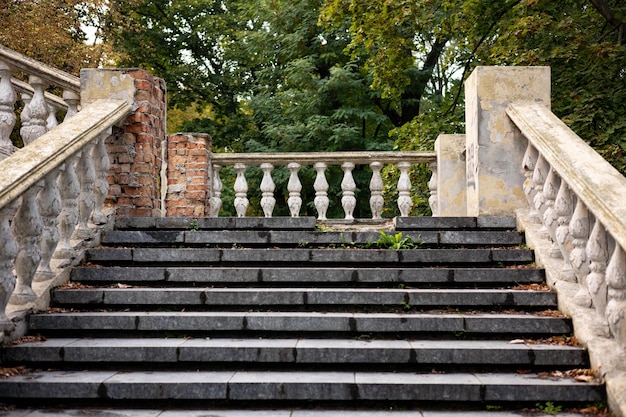 Old stone staircase in the park.