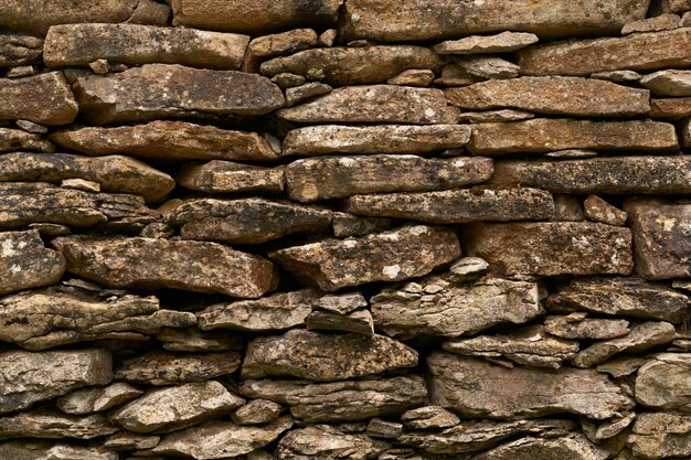 Old stone wall fence for wolves in rural areas