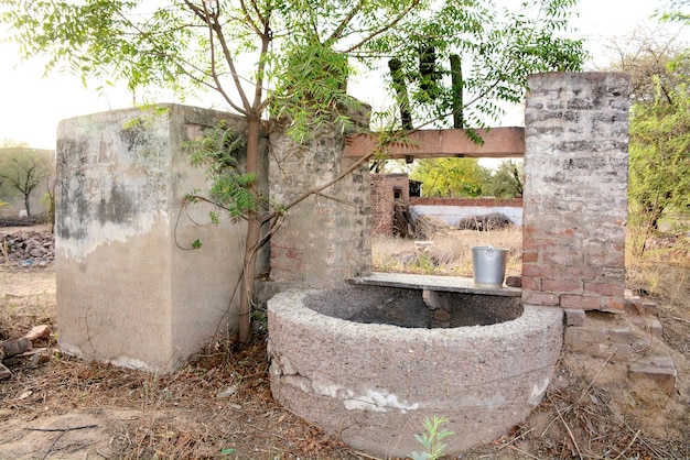 Vecchio pozzo d'acqua in pietra immerso nel verde