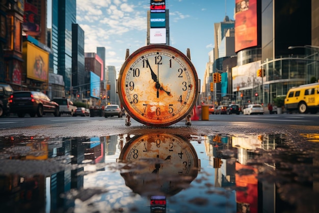 old street post with a clock on the streets