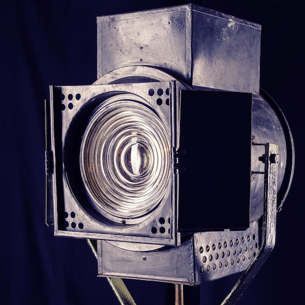 Photo old studio light on movie fresnel lens