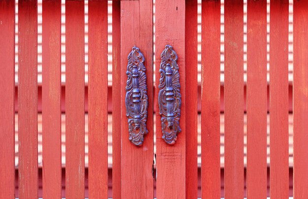 Old style of doorknob ,wood door