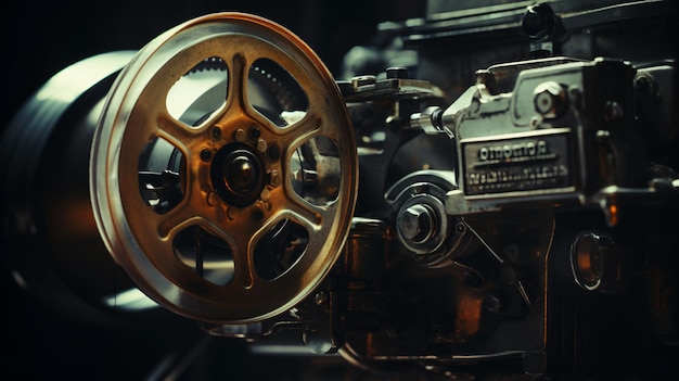 Photo old style movie projector close up