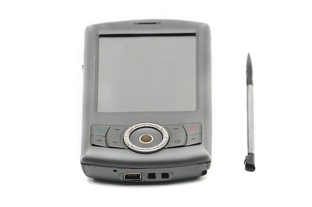 Old style PDA smartphone on isolated white