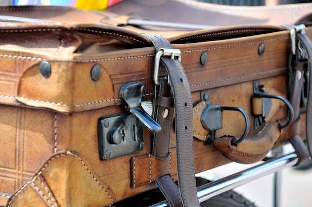 Old style suitcases outdoors