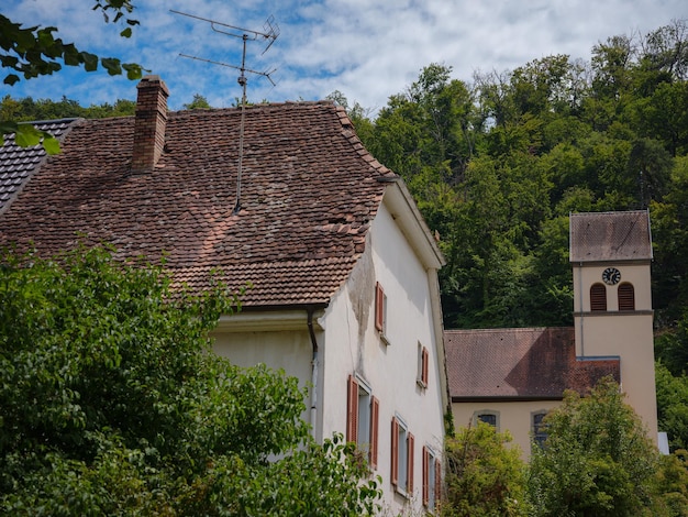 Old Swiss traditional stone cottage