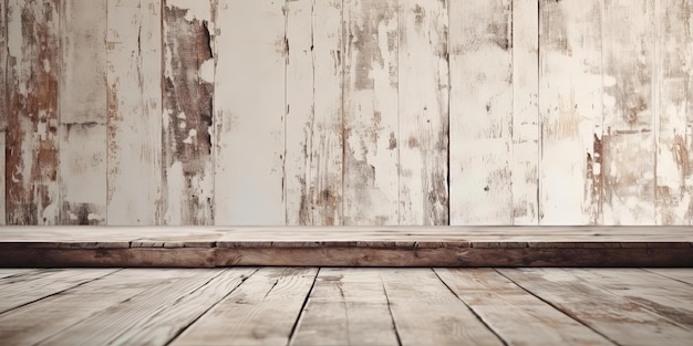 an old table with white wooden planks on top