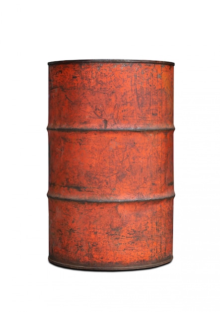 Old tank contain fuel on white background clipping path