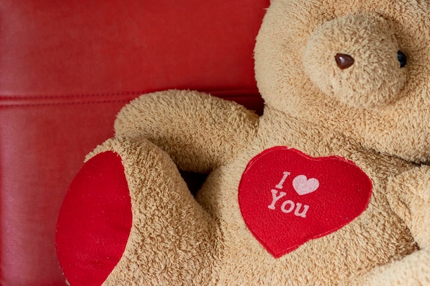 Photo old teddy bear there was a message on the bear saying i love you