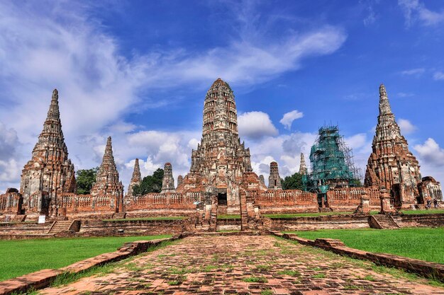 Old temple against building