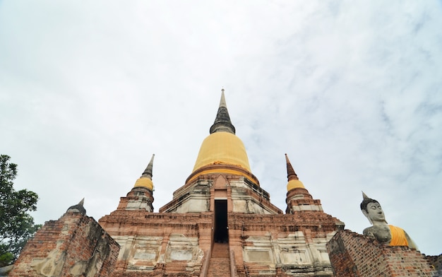 old Temple Wat Yai Chai Mongkhon of Ayuthaya Province Thailand