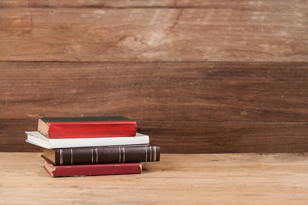 old text books on grunge wood 