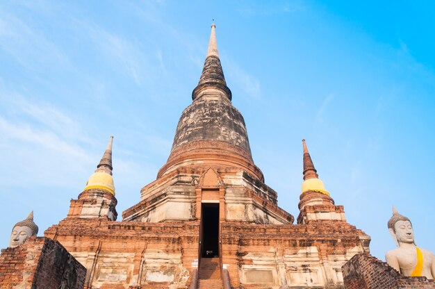 タイの旧寺院、アユタヤのワットヤイチャイモンコル寺院、史跡、タイ