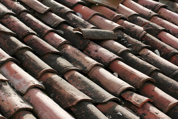 old tiles on the roof