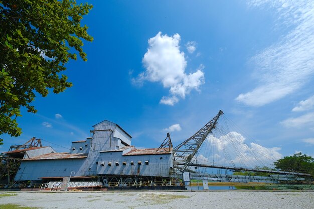 Old tin dredge floating factory in perak malaysi