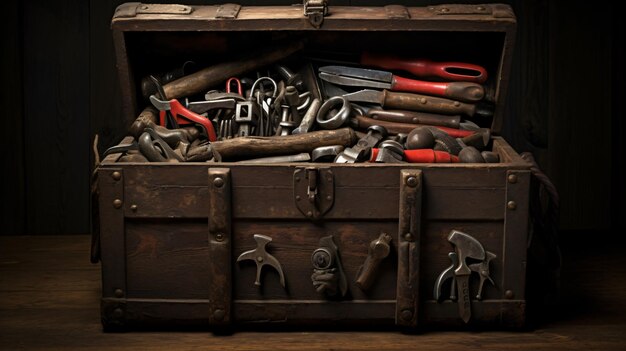 Photo old tools in box