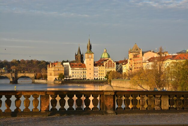 Old Town Bridge Tower in Prague in the evening light