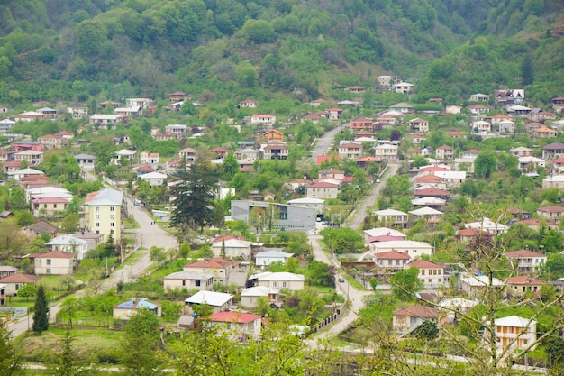 Old town and city center view and landscape in Georgia. Tsalenjikha town.