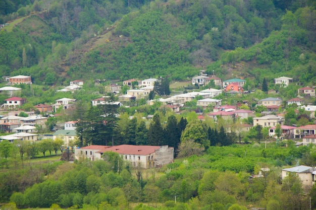 Old town and city center view and landscape in Georgia. Tsalenjikha town.