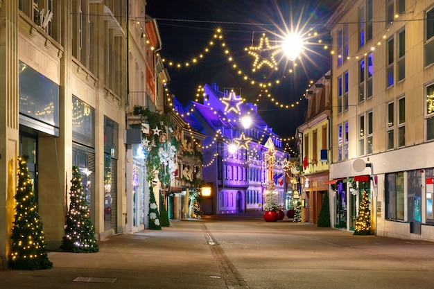 Old town of Colmar decorated and illuminated for christmas