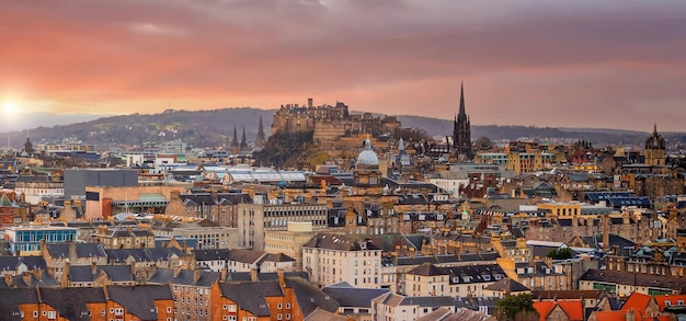 Old town Edinburgh city skyline Scotland