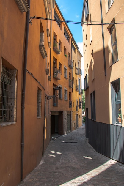 old town of Girona.  Catalonia.  Historical architecture.