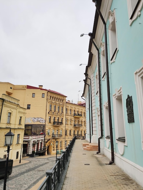 Old town Kyiv podil houses beautiful architecture ukraine