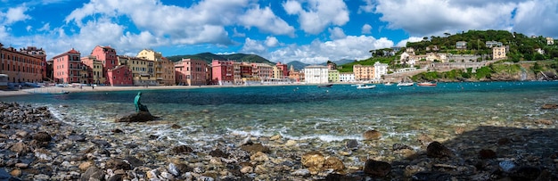 The old town of Sestri Levante, with its colorful houses, facing on the Baia del Silenzio, one of the best site of the Italian Riviera