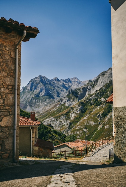 Old town in Spain with mountains