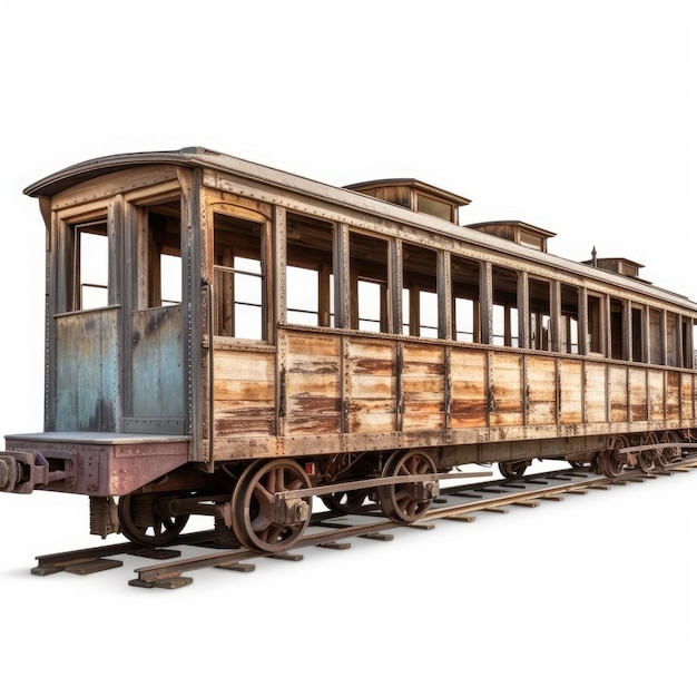 Old Train Car of the Old West on white background