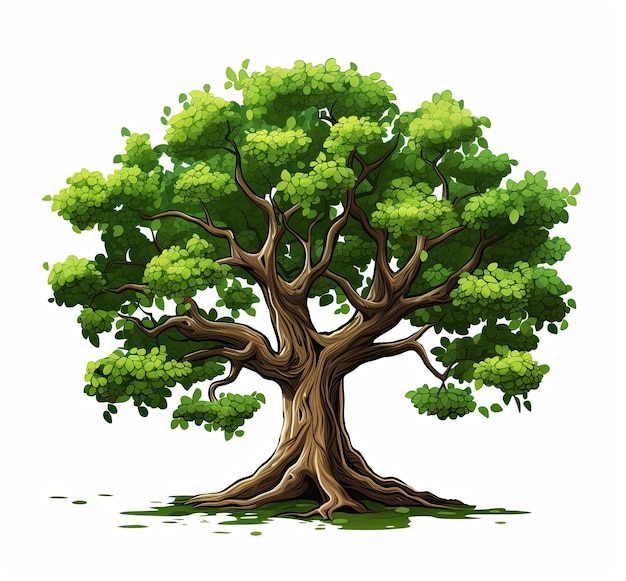 Old tree isolated on white background Vector illustration