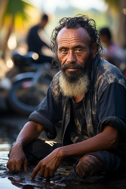 old tribal man HD 8K wallpaper Stock Photographic Image