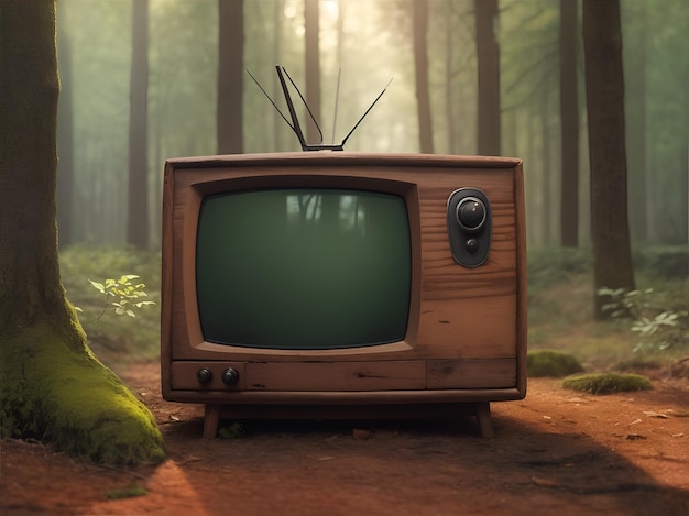 Old tv in forest