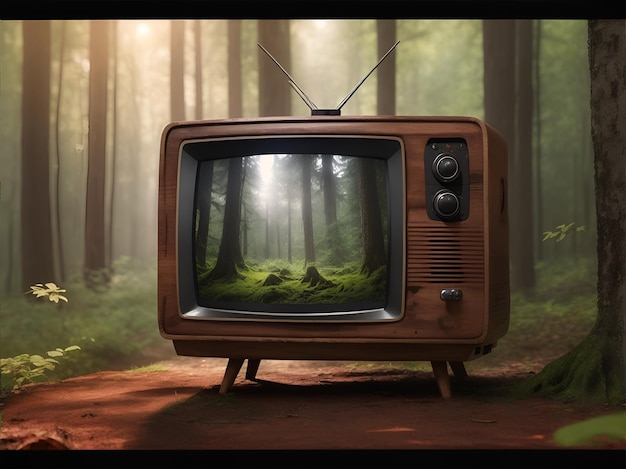 Old tv in forest