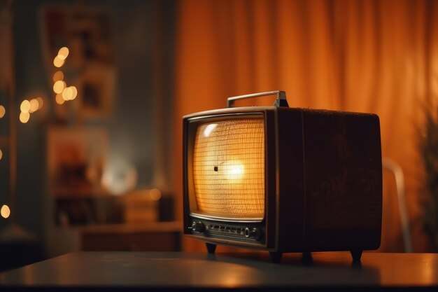 Old tv illustration retro style 80039s bokeh background Generative AI