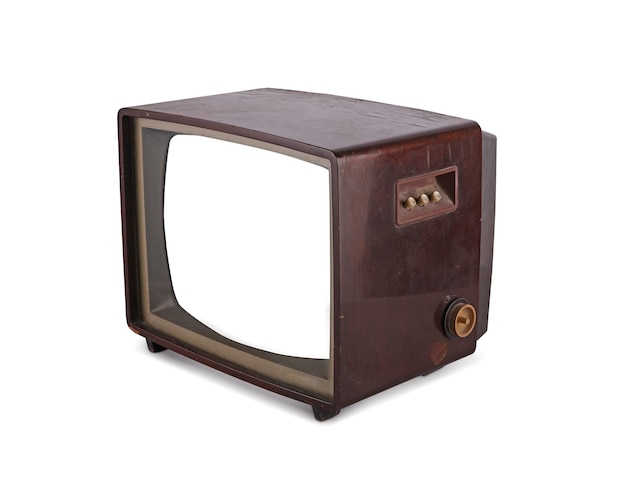 Old tv on white background isolated