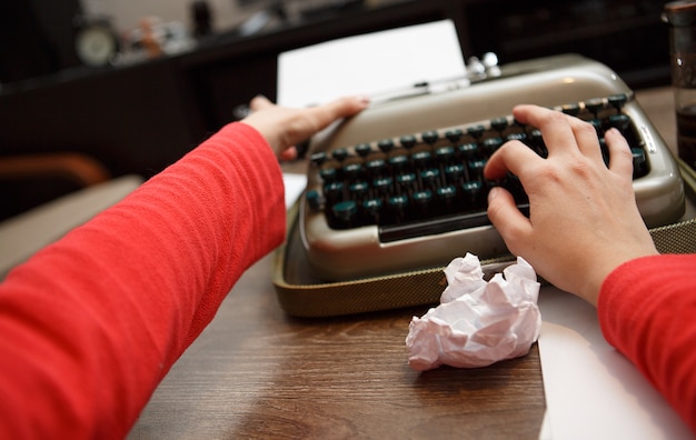 Old typewriter and paper