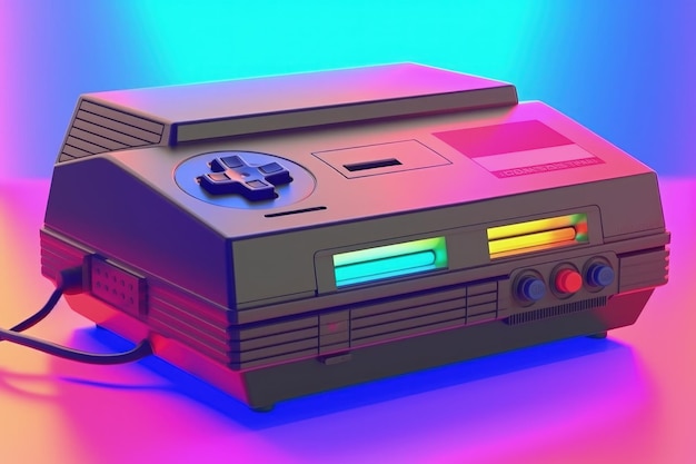 Old video game console 80s and 90s retro style colorful background Generative AI