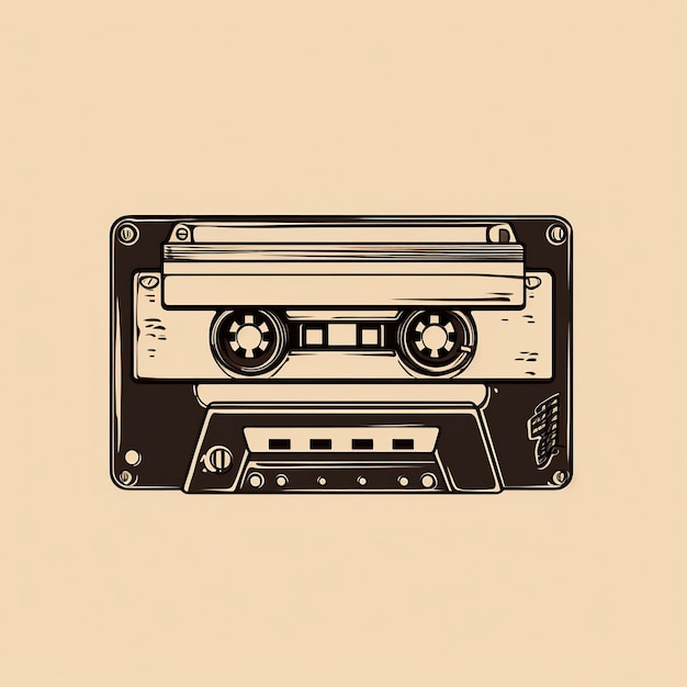 Old vintage audio cassette tape Front top view