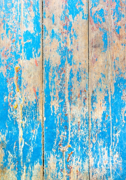 Foto vecchie plance di legno verniciate blu e beige dell'annata. trama di sfondo rustico.